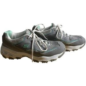 Sketchers D'Lites Memory foam Women's Gray Mint Green Sneakers Size 9